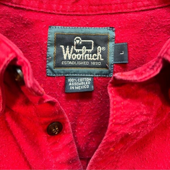 Woodrich Mens Long Sleeve Button Down Shirt Large Red Cotton Casual Pocket - Picture 2 of 12